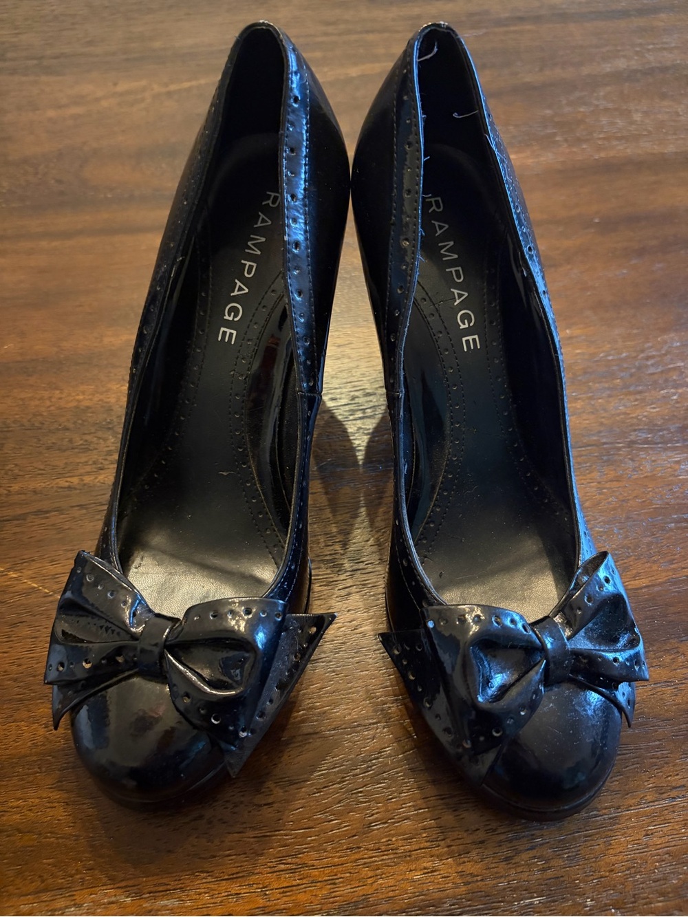 Rampage Black Patent Leather Bow Pumps Y2K High Heels Women’s 9